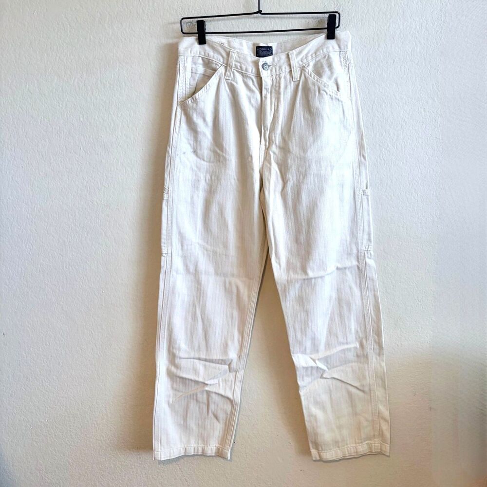 LEVI'S Jeans White Hickory Stripe Cargo Carpenter Utility Denim Pants Mens 30X32